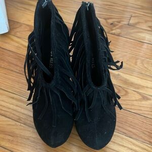 Obsession Rules Harper Fringe Lady Gaga Booties 6.5 Black